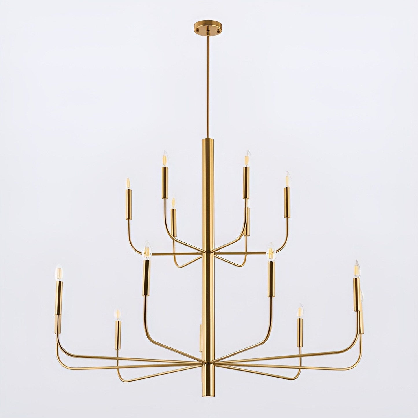 Lampadario minimalista a 15 luci, design antico a 2 livelli - 48