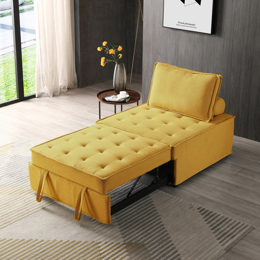 Divano letto estraibile multiuso singolo Yellow 39 con schienale regolabile e cuscino per soggiorno