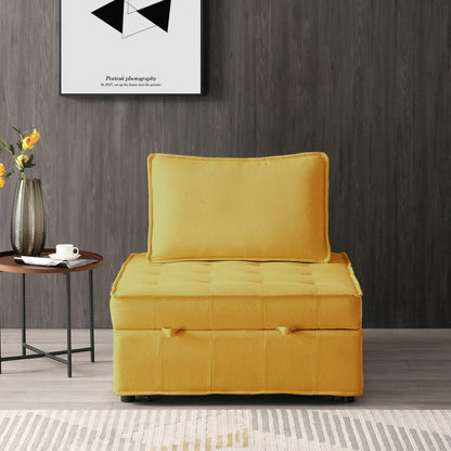 Divano letto estraibile multiuso singolo Yellow 39 con schienale regolabile e cuscino per soggiorno