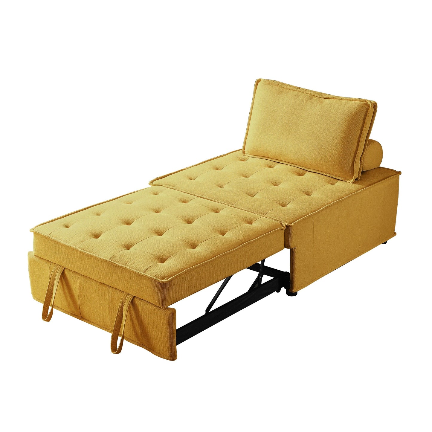 Divano letto estraibile giallo con schienale regolabile