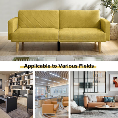 Divano letto futon in velluto giallo con fiocco di neve