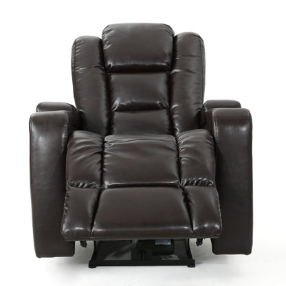 Poltrona reclinabile elettrica Yoma, 2 portabicchieri, contenitore, USB, similpelle marrone