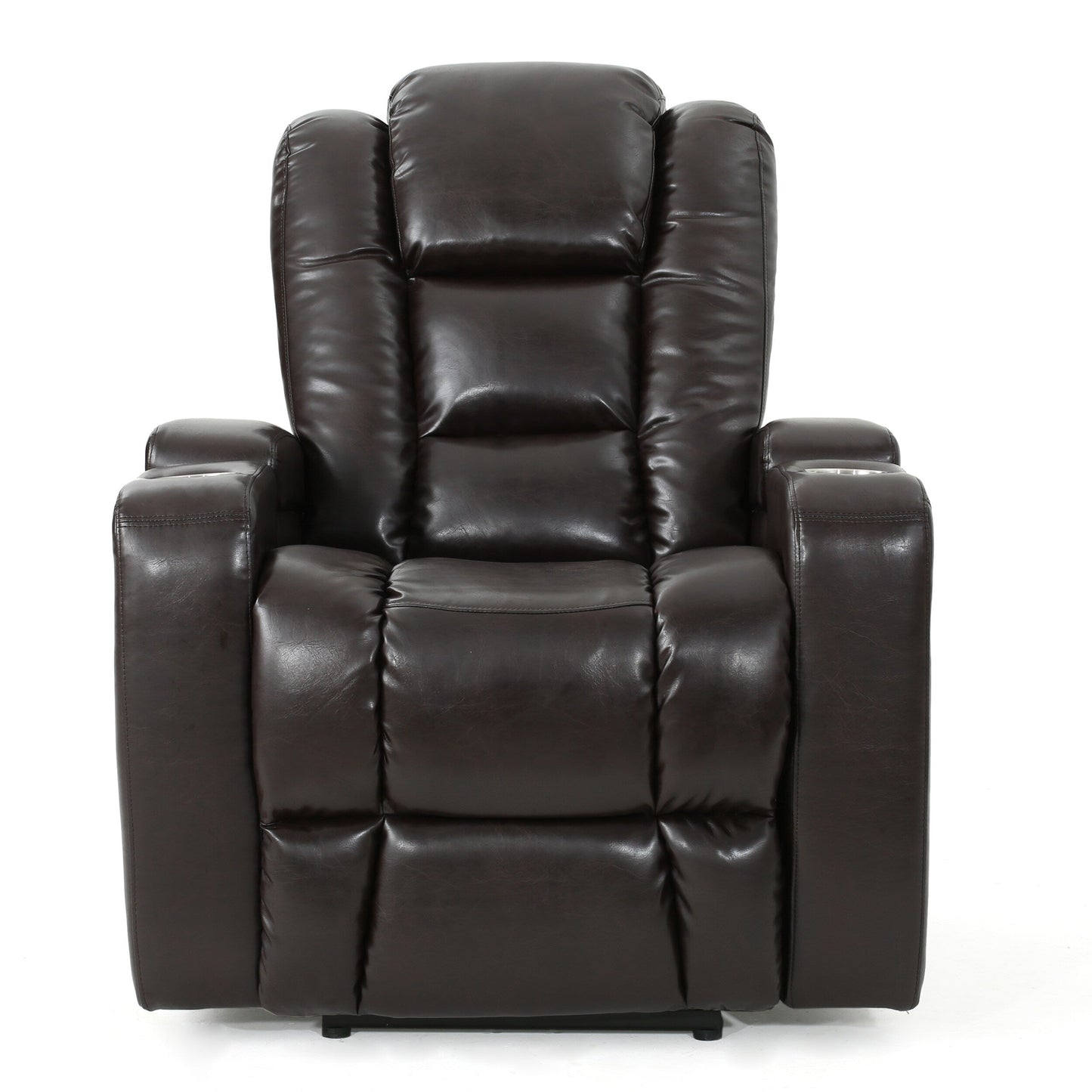 Poltrona reclinabile elettrica Yoma, 2 portabicchieri, contenitore, USB, similpelle marrone
