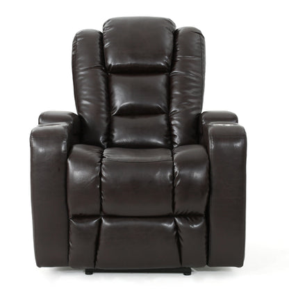 Poltrona reclinabile elettrica Yoma, 2 portabicchieri, contenitore, USB, similpelle marrone