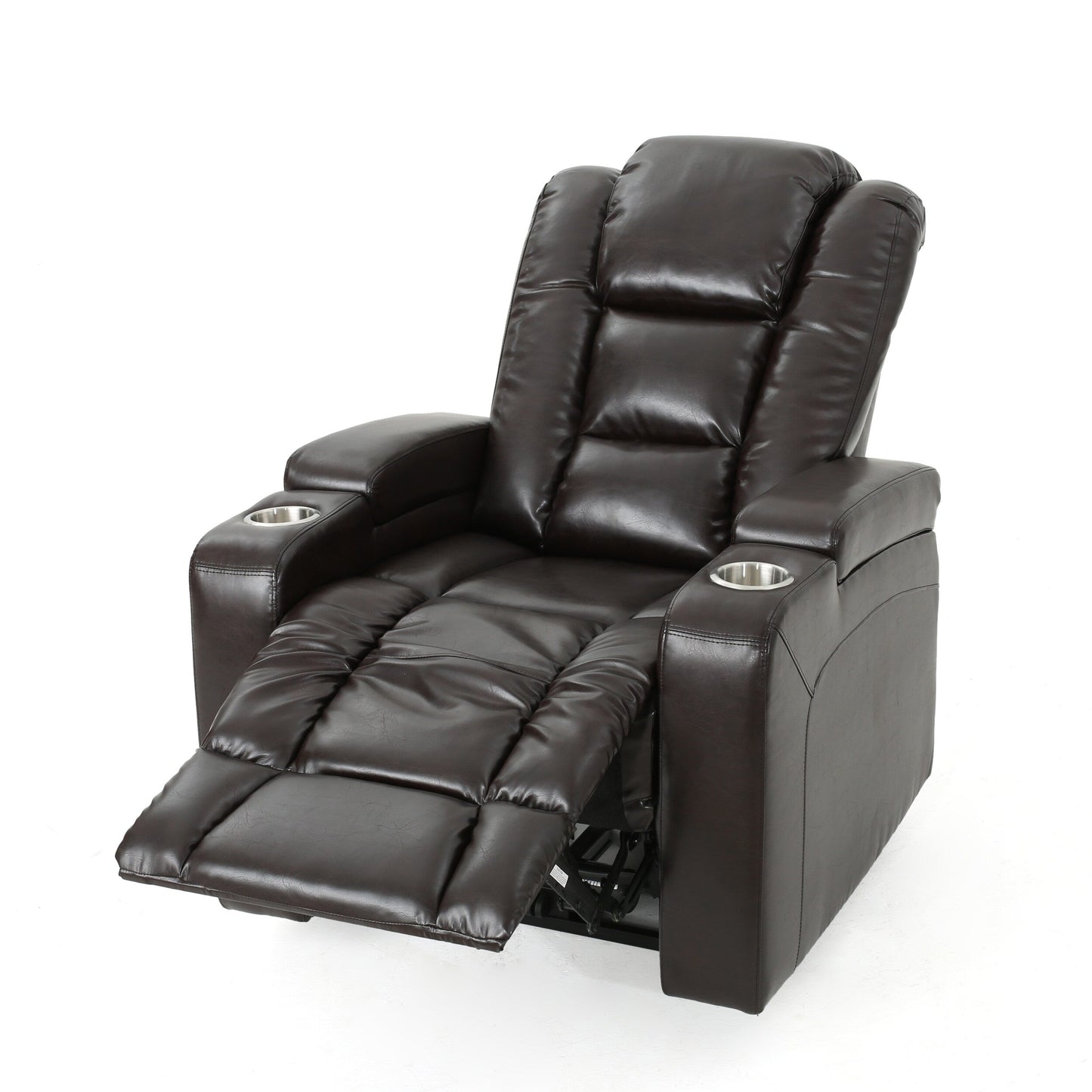 Poltrona reclinabile elettrica Yoma, 2 portabicchieri, contenitore, USB, similpelle marrone