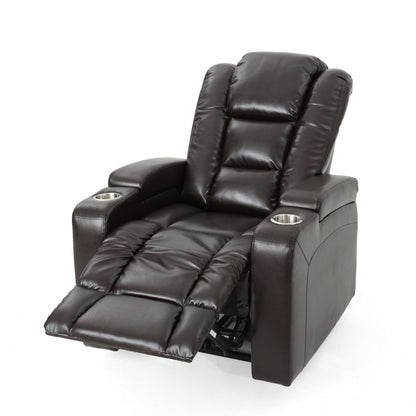 Poltrona reclinabile elettrica Yoma, 2 portabicchieri, contenitore, USB, similpelle marrone