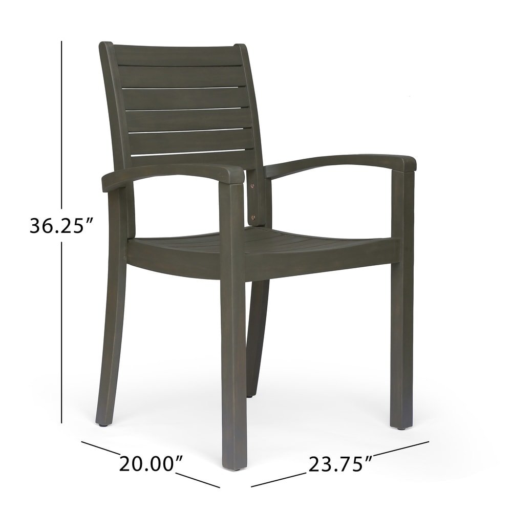 Set da pranzo quadrato da esterno York Acacia Wood da 5 pezzi di Christopher Knight Home
