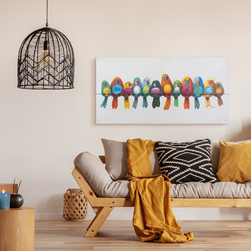 Yosemite Home Decor 'Birds on a Wire I' Quadro originale dipinto a mano - multicolore