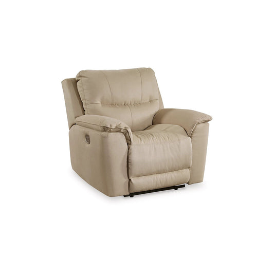 Poltrona reclinabile elettrica Zane, porta USB, 91 pollici, finta pelle scamosciata nabuk beige