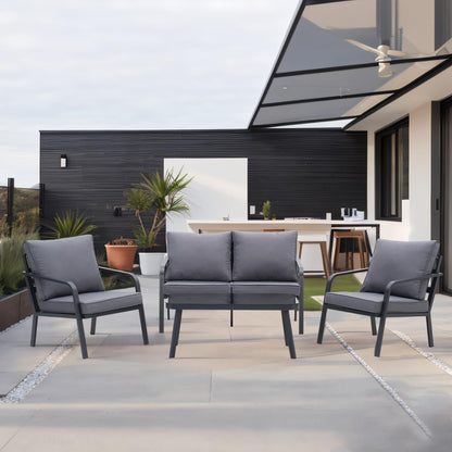 Set da conversazione per patio in alluminio Zenova da 2/4 pezzi, divano componibile da esterno con sedie singole