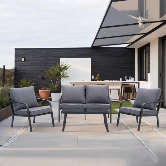 Set da conversazione per patio in alluminio Zenova da 2/4 pezzi, divano componibile da esterno con sedie singole