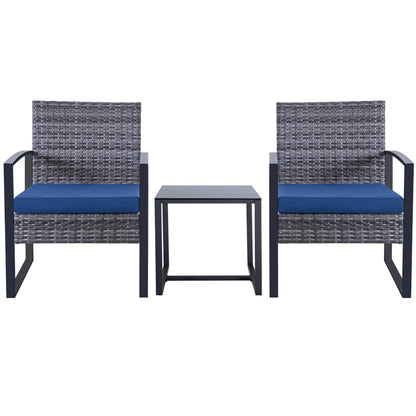 Set da giardino Zenova da 3 pezzi, tavolo e sedie in vimini, set da 2, mobili da balcone in rattan resistenti alle intemperie