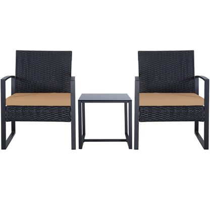 Set da giardino Zenova da 3 pezzi, tavolo e sedie in vimini, set da 2, mobili da balcone in rattan resistenti alle intemperie