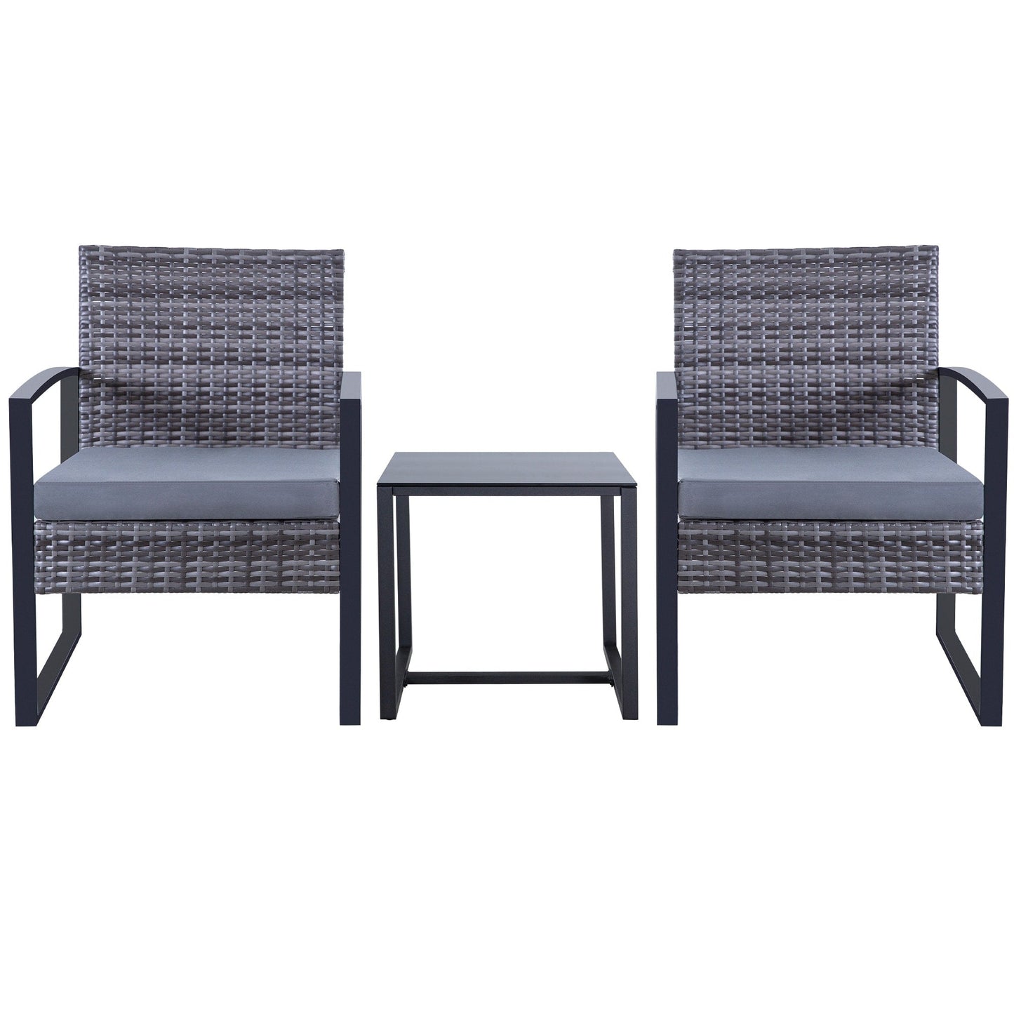 Set da giardino Zenova da 3 pezzi, tavolo e sedie in vimini, set da 2, mobili da balcone in rattan resistenti alle intemperie