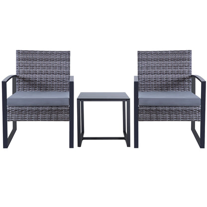 Set da giardino Zenova da 3 pezzi, tavolo e sedie in vimini, set da 2, mobili da balcone in rattan resistenti alle intemperie