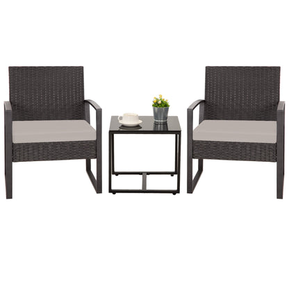 Set da giardino Zenova da 3 pezzi, tavolo e sedie in vimini, set da 2, mobili da balcone in rattan resistenti alle intemperie