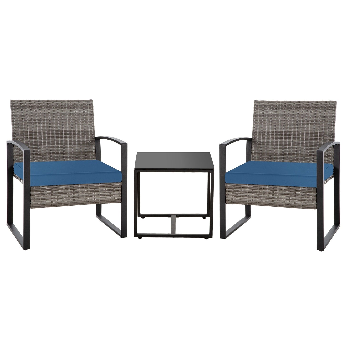 Set da giardino Zenova da 3 pezzi, tavolo e sedie in vimini, set da 2, mobili da balcone in rattan resistenti alle intemperie