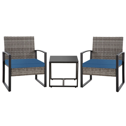 Set da giardino Zenova da 3 pezzi, tavolo e sedie in vimini, set da 2, mobili da balcone in rattan resistenti alle intemperie