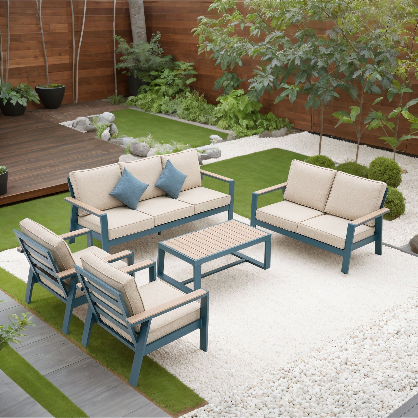 Set da conversazione per patio in alluminio Zenova, set di divani da esterno