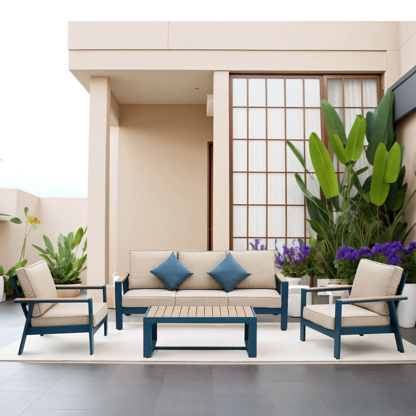 Set da conversazione per patio in alluminio Zenova, set di divani da esterno