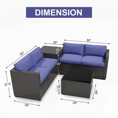 Set da conversazione per patio Zenova, sedie in vimini e rattan, set di divani, mobili da giardino