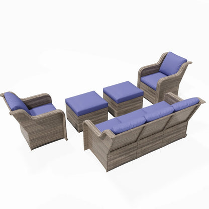 Set da conversazione per patio Zenova, sedie in vimini e rattan, set di divani, mobili da giardino