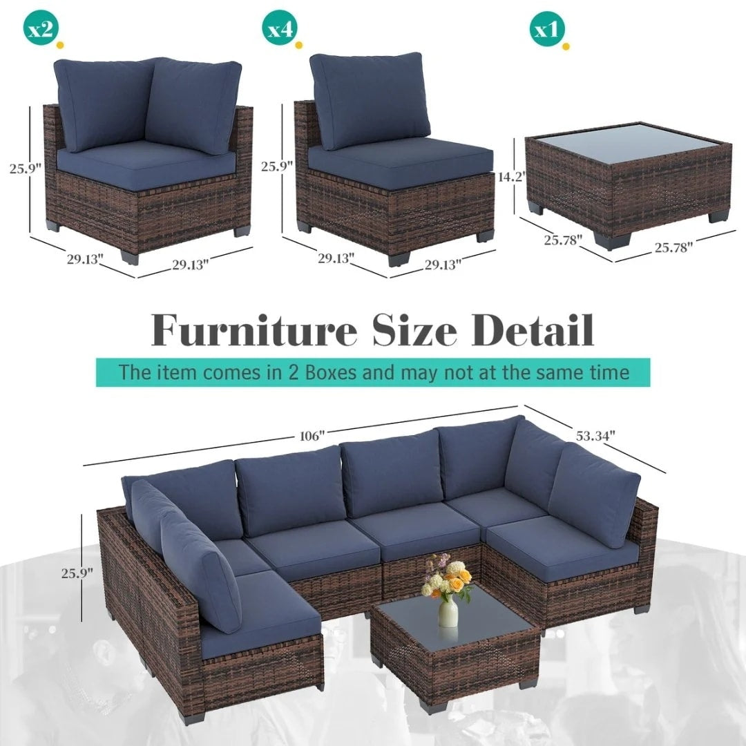 Set da conversazione per patio Zenova, sedie in vimini e rattan, set di divani, mobili da giardino