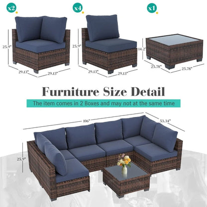 Set da conversazione per patio Zenova, sedie in vimini e rattan, set di divani, mobili da giardino