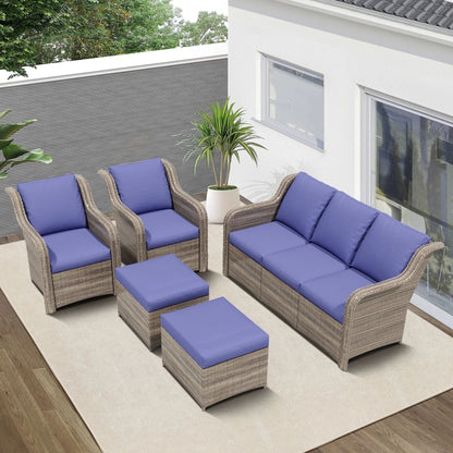 Set da conversazione per patio Zenova, sedie in vimini e rattan, set di divani, mobili da giardino