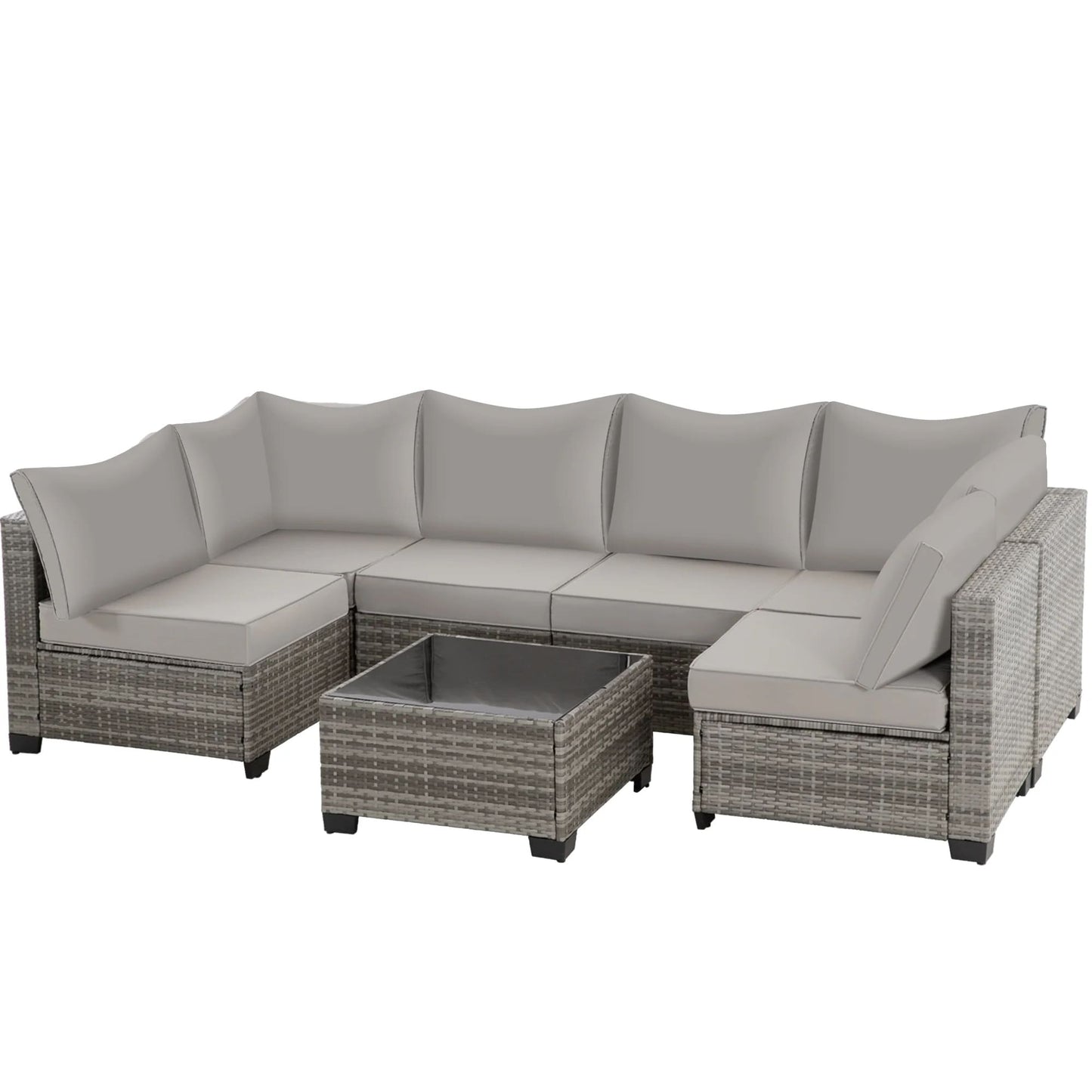 Set da conversazione per patio Zenova, sedie in vimini e rattan, set di divani, mobili da giardino