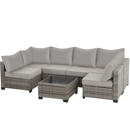 Set da conversazione per patio Zenova, sedie in vimini e rattan, set di divani, mobili da giardino