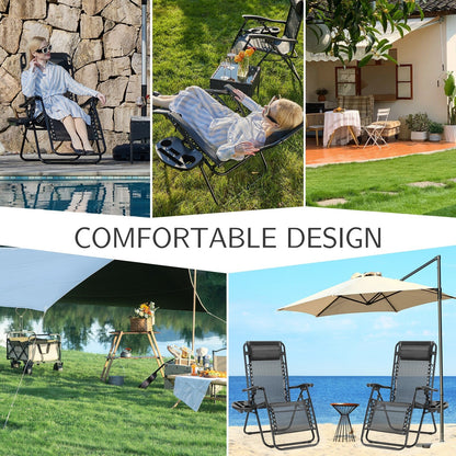 Poltrona reclinabile pieghevole da esterno Zero Gravity Lounge Chair con poggiatesta, portabicchieri e vassoio rimovibile