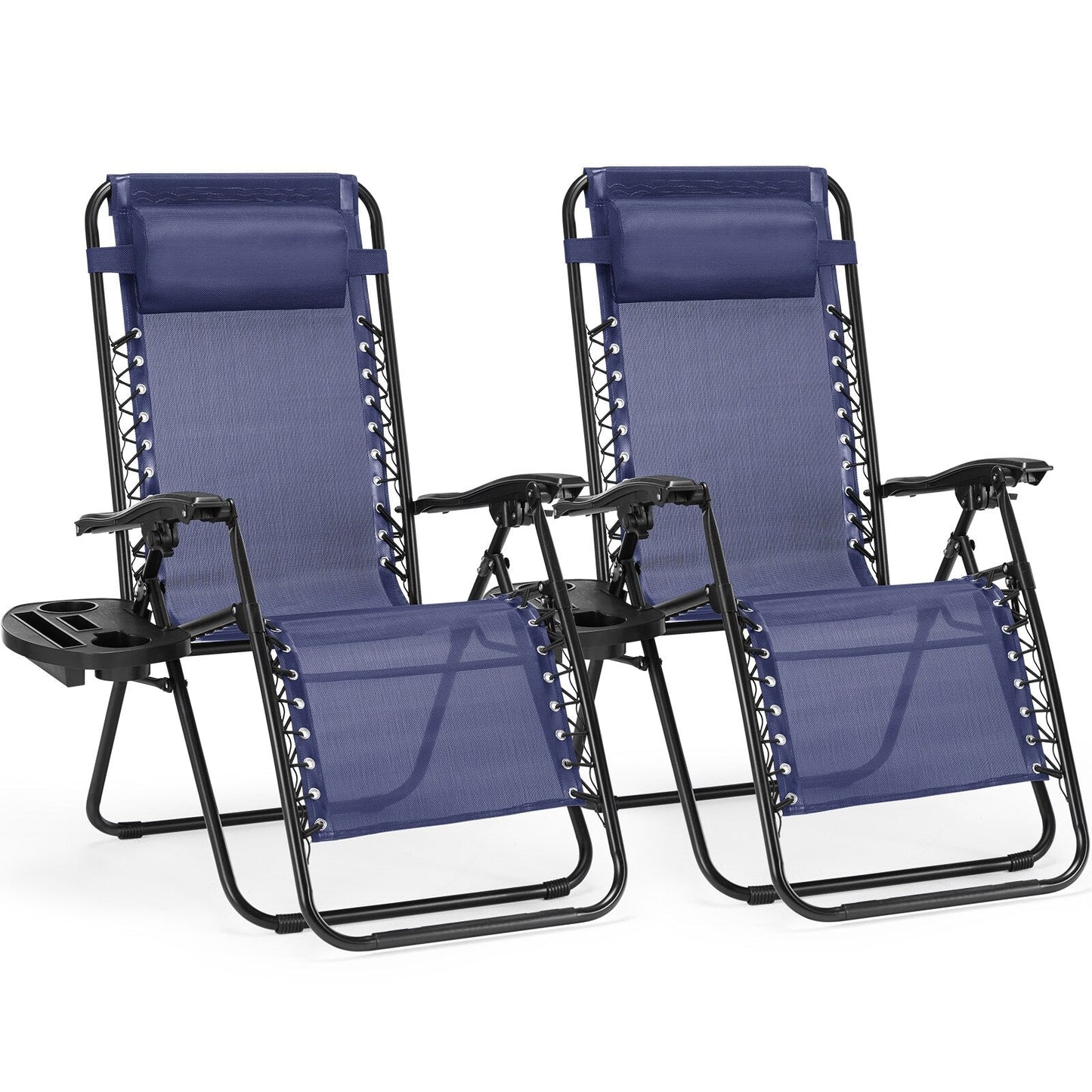 Poltrona reclinabile pieghevole da esterno Zero Gravity Lounge Chair con poggiatesta, portabicchieri e vassoio rimovibile