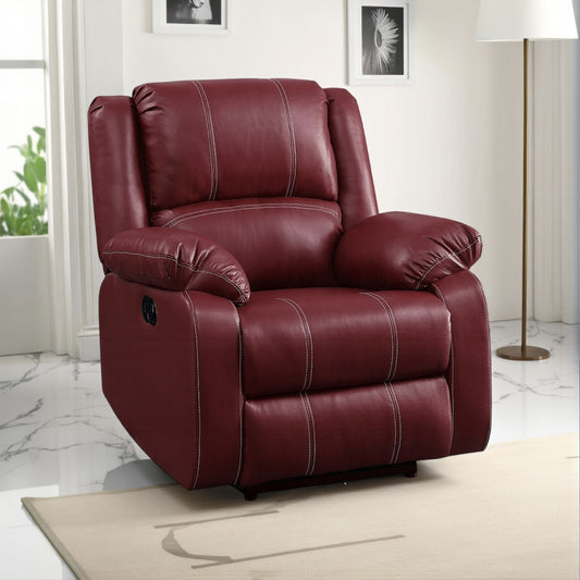 Poltrona reclinabile manuale Zuru Motion, in morbida similpelle rosso scuro