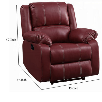 Poltrona reclinabile manuale Zuru Motion, in morbida similpelle rosso scuro