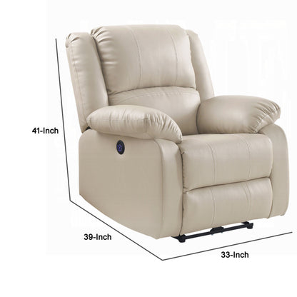 Poltrona reclinabile elettrica Zuru, braccioli con cuscino, similpelle beige