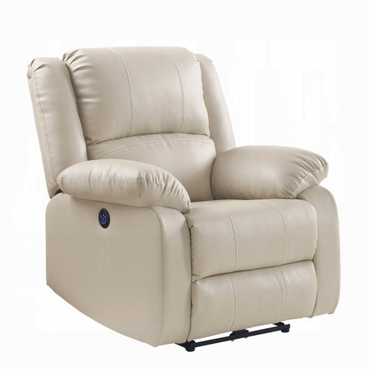 Poltrona reclinabile elettrica Zuru, braccioli con cuscino, similpelle beige