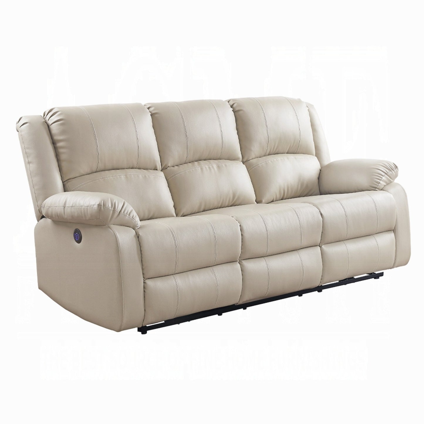 Divano reclinabile elettrico Zuru, 78 pollici, braccioli imbottiti, similpelle beige