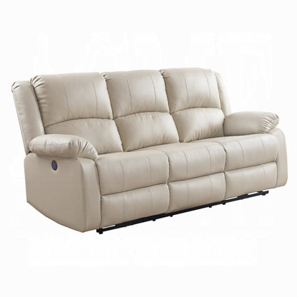 Divano reclinabile elettrico Zuru, 78 pollici, braccioli imbottiti, similpelle beige