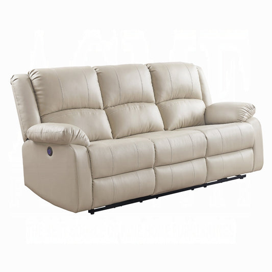 Divano reclinabile elettrico Zuru, 78 pollici, braccioli imbottiti, similpelle beige