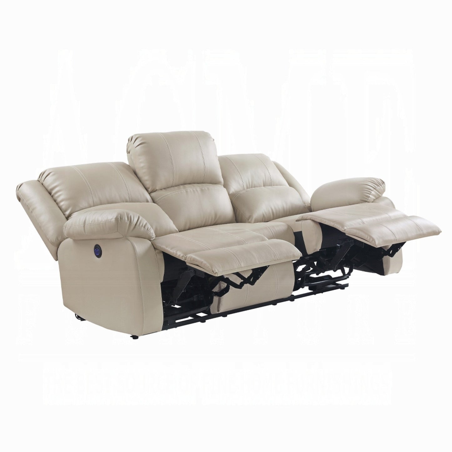 Divano reclinabile elettrico Zuru, 78 pollici, braccioli imbottiti, similpelle beige