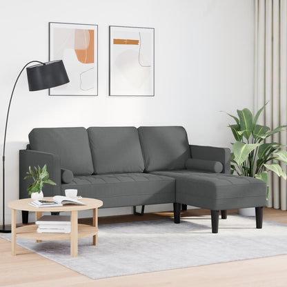 vidaXL Set Divano 2/3 Pezzi con Cuscini Tessuto Nero/Grigio Scuro/Grigio Chiaro - 68,1 x 51,6 x 26,4