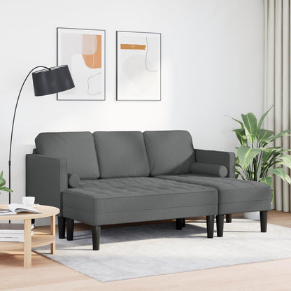 vidaXL Set Divano 2/3 Pezzi con Cuscini Tessuto Nero/Grigio Scuro/Grigio Chiaro - 68,1 x 51,6 x 26,4