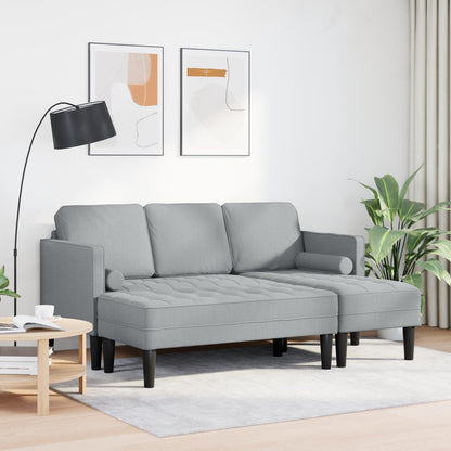vidaXL Set Divano 2/3 Pezzi con Cuscini Tessuto Nero/Grigio Scuro/Grigio Chiaro - 68,1 x 51,6 x 26,4