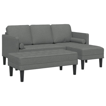 vidaXL Set Divano 2/3 Pezzi con Cuscini Tessuto Nero/Grigio Scuro/Grigio Chiaro - 68,1 x 51,6 x 26,4