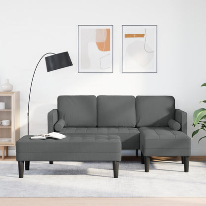 vidaXL Set Divano 2/3 Pezzi con Cuscini Tessuto Nero/Grigio Scuro/Grigio Chiaro - 68,1 x 51,6 x 26,4
