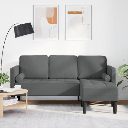 vidaXL Set Divano 2/3 Pezzi con Cuscini Tessuto Nero/Grigio Scuro/Grigio Chiaro - 68,1 x 51,6 x 26,4