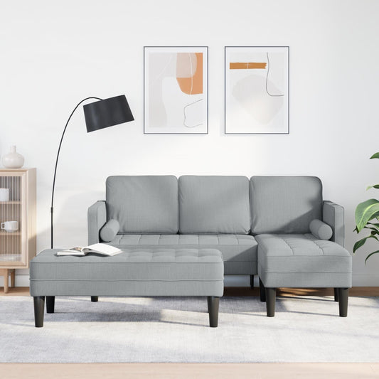 vidaXL Set Divano 2/3 Pezzi con Cuscini Tessuto Nero/Grigio Scuro/Grigio Chiaro - 68,1 x 51,6 x 26,4