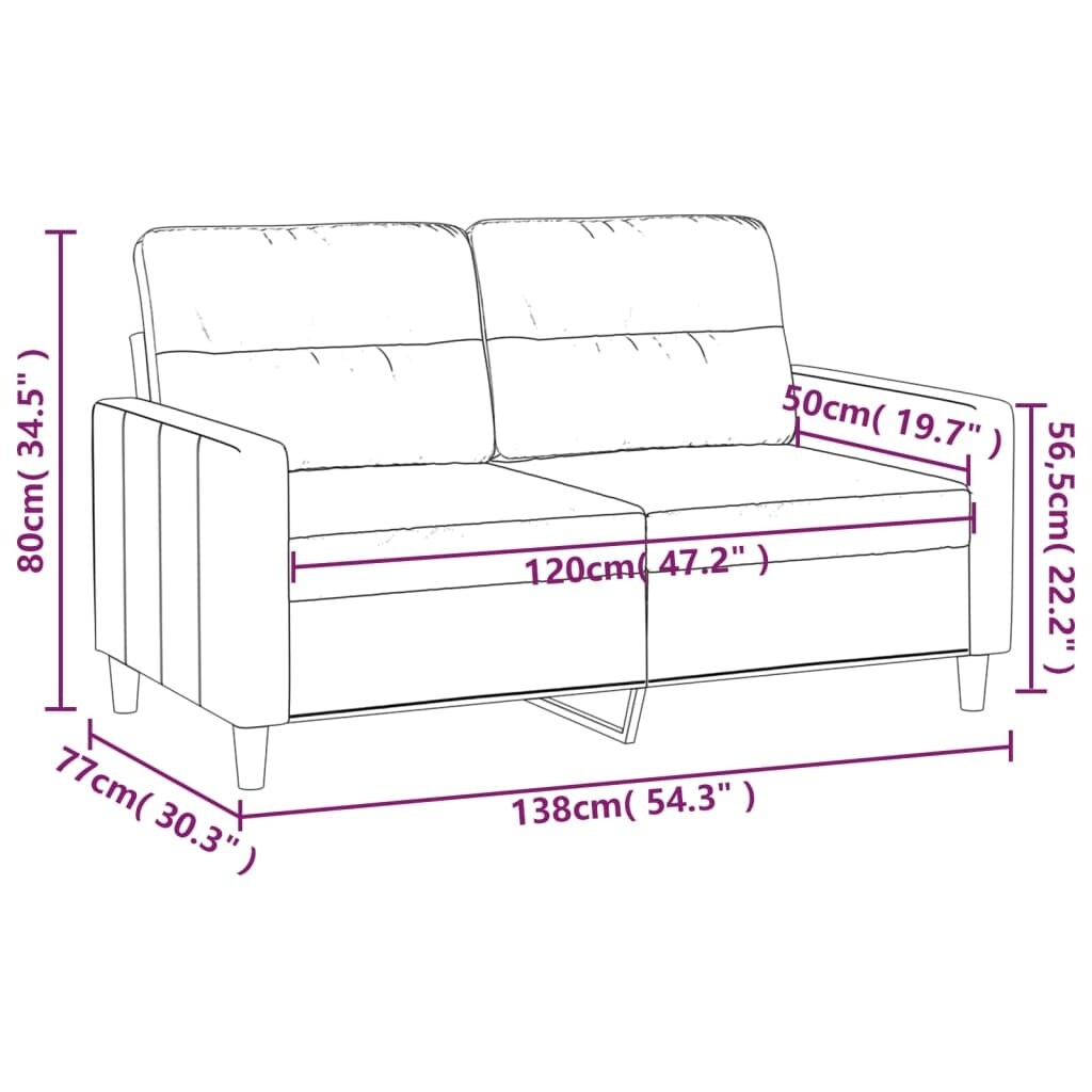 vidaXL Divano a 2 posti grigio scuro 47,2 tessuto - 54,3 x 30,3 x 31,5
