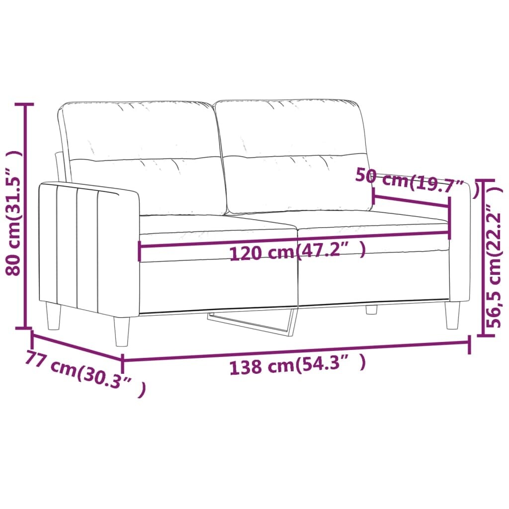 vidaXL Divano a 2 posti grigio scuro 47,2 tessuto - 54,3 x 30,3 x 31,5